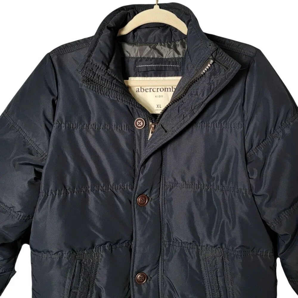 Abercrombie Kids Boys Blue Down Filled Puffer Jacket XL Preppy Winter
